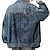 cheap Men&#039;s Graphic Jackets &amp; Coats-Letter Casual Men&#039;s Coat Denim Jacket Sports &amp; Outdoor Going out Weekend Fall &amp; Winter Turndown Long Sleeve Blue M L XL Denim Jacket
