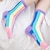 cheap Kids&#039; Socks-Toddler Unisex 3 Pairs Socks Rainbow 3 pairs 3 pairs of pink and purple Color Block Print Print Spring Fall Sweet Casual 2-12 Years