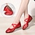 abordables Zapatos de salón y de baile moderno-Mujer Zapatos de danza Entrenamiento Yoga baile cuadrado Tallas Grandes Elegante Tacón Plano Dedo redondo Banda Elástica Plata Rojo Dorado