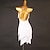 abordables Tenues de danse latine-Robe de danse latine salsa à franges et franges, joint fendu, entraînement de performance pour femmes, chinlon sans manches