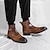 voordelige Dress Boots-Voor heren Laarzen Jurk schoenen Britse stijl geruite schoenen Mode laarzen Casual Brits Dagelijks PU Comfortabel Korte laarsjes / Enkellaarsjes Gesp Zwart Bruin Kleurenblok Herfst Winter
