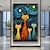 halpa Eläintaulut-käsikaveri öljymaalaus kangasseinä taidekoristeabstrakti veitsi maalausvan gogh tyyli tähtikirkas kissa kodin sisustukseen rullattu kehyksetön venyttämätön maalaus