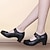 abordables Zapatos de salón y de baile moderno-Mujer Zapatos de danza Zapatos de personaje baile cuadrado Elegante Plataforma Talón grueso Dedo redondo Hebilla Negro Blanco Rojo