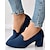 cheap Women&#039;s Heels-Women&#039;s Heels Pumps Slip-Ons Plus Size Wedding Party Office Solid Color Block Heel Round Toe Elegant Vintage Fashion PU Loafer Black Blue