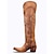 cheap Cowboy &amp; Western Boots-Women&#039;s Boots Cowboy Boots Motorcycle Boots Outdoor Daily Solid Color Knee High Boots Winter Rivet Embroidery Lace-up Block Heel Square Toe Vintage Casual Minimalism Faux Leather Zipper Brown