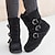 cheap Ankle Boots-Women&#039;s Boots Plus Size Outdoor Daily Solid Color Booties Ankle Boots Winter Buckle Flat Heel Round Toe Elegant Plush Casual Faux Suede Loafer Black Red Brown