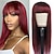 cheap Human Hair Capless Wigs-Remy Human Hair Wig Long Straight With Bangs Natural Burgundy Machine Made Vietnamese Hair Women&#039;s Dark Wine Black 10 inch 12 inch 14 inch Party / Evening Daily Wear Valentine&#039;s Day