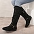 cheap Women&#039;s Boots-Women&#039;s Boots Slouchy Boots Plus Size Outdoor Daily Solid Color Knee High Boots Winter Buckle Flat Heel Round Toe Vintage Classic Casual Faux Suede PU Zipper Black Brown