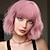 abordables Pelucas sintéticas de moda-Peluca rosa con flequillo corto bob ondulado pelucas de color rosa pastel para mujeres pelucas rizadas hasta los hombros bob pelucas sintéticas de aspecto natural para niñas uso diario