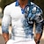 voordelige herenpolo&#039;s met knopen-Grafische prints Voor heren Casual 3D Afdrukken POLO Shirt golfpolo Casual / Dagelijks Lange mouw Poloshirt Rood Blauw Herfst winter S M L Revers polo