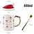 cheap Table &amp; Dining Decor-400ml Christmas Ceramic Mug with Christmas Hat Lid and Gold Spoon Creative Water Milk Tea Cup Cute Christmas Gift for Child Kids Coffee Cup