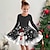 cheap Dresses-Girls&#039; 3D Santa Claus Snowman Snowflake Dress Long Sleeve 3D Print Fall Winter Sports &amp; Outdoor Daily Holiday Cute Casual Beautiful Kids 3-12 Years Casual Dress A Line Dress Above Knee Polyester