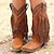 levne Cowboy &amp; Western Boots-Dámské Boty Kovbojské boty Větší velikosti Venkovní Denní Pevná barva Boty do lýtka Zima Třásně Kónický Oblá špička Elegantní Vinobraní Chůze PU Povaleč Černá Červená Hnědá
