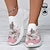 ieftine Pantofi cu imprimare grafică-Pentru femei Adidași Slip-On-uri Mărime Plus Size Pantofi Flyknit În aer liber Zilnic Floral Pisica Vară Iarnă Toc Drept Vârf rotund Vârf Închis Modă Casual Tăiați volantul Loafer Roz