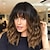 cheap Synthetic Trendy Wigs-Short Wavy Wig with Bangs for Women Shoulder Length Bob Curly Women‘s Charming Synthetic Wigs with Natural Wavy Black To Brown Heat Resistant Hair for Daily Party Use Christmas Party Wigs