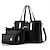cheap Bag Sets-Women&#039;s Bag Set Bag Set Top Handle Bag PU Leather 3 Pcs Purse Set Daily Zipper Solid Colored Wine Black