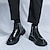 abordables Bottes de combat-Homme Bottes Chaussures à carreaux de style britannique Bottes de mode Décontractées Britanique du quotidien Cuir Verni Confortable Antidérapantes Bottine / Demi Botte Lacet Noir Automne Hiver