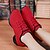 cheap Dance Sneakers-Women&#039;s Dance Sneakers Outdoor HipHop Square Dance Plus Size Split Sole Flat Heel Round Toe Lace-up Black Red