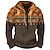 cheap Men&#039;s 3D Hoodies-Buffalo Print Hoodie Mens Graphic Color Block Tribal Prints Daily Ethnic Casual 3D Zip Holiday Going Out Streetwear Hoodies Bronze Dark Green Orange Long Native American Brown Cotton