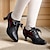 זול נעלי אוקספורד לנשים-בגדי ריקוד נשים משאבות סנדלים נעלי אוקספורד נעלי בולוק מידות גדולות נעלי וינטג&#039; מפלגה יומי לחתוך עקב קצר אלגנטית וינטאג&#039; אופנתי דמוי עור אדום כהה שחור לבן