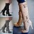 cheap Women&#039;s Boots-Women&#039;s Boots Strappy Heels Plus Size Heel Boots Party Work Daily Solid Color Knee High Boots Winter Stiletto Heel Round Toe Vintage Fashion Casual Suede Zipper Black Light Grey Beige