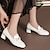 cheap Women&#039;s Heels-Women&#039;s Heels Pumps Valentines Gifts Plus Size Wedding Party Daily Imitation Pearl Buckle Chunky Heel Square Toe Elegant Fashion Cute PU Loafer Black White