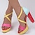 cheap Women&#039;s Sandals-Women&#039;s Heels Sandals Plus Size Ankle Strap Heels Party Club Color Block Summer Platform Chunky Heel Round Toe Fashion Sexy Walking Faux Leather PU Buckle Colorful