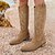 cheap Cowboy &amp; Western Boots-Women&#039;s Boots Cowboy Boots Plus Size Outdoor Work Daily Floral Mid Calf Boots Winter Embroidery Block Heel Chunky Heel Pointed Toe Elegant Fashion Classic PU Pink Brown Khaki