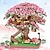 preiswerte Bau-Spielzeug-2028 Stück rosa Sakura-Baumhaus-Bausteine – Kirschblüten-DIY-Spielzeug für Kinder – perfektes Geschenk! (nicht Sets)
