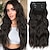 cheap Clip in Extensions-Clip in Hair Extensions Black Mix Blonde (Black with Blonde Highlights) Hairpieces for Women Long Wavy Hair Extensions Synthetic