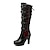cheap Women&#039;s Boots-Women&#039;s Boots Plus Size Heel Boots Outdoor Daily Solid Color Knee High Boots Winter Bowknot Platform Stiletto Heel Round Toe Vintage Casual Minimalism Suede Lace-up Black Red