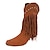 levne Cowboy &amp; Western Boots-Dámské Boty Kovbojské boty Větší velikosti Venkovní Denní Pevná barva Boty do lýtka Zima Třásně Kónický Oblá špička Elegantní Vinobraní Chůze PU Povaleč Černá Červená Hnědá