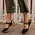 billige Sandaler til kvinner-Dame Tresko Store størrelser Helfarge Sommer Spenne Blokker hælen Rund Tå Årgang PU T-stropp Svart Rød Brun