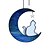 olcso Álomfogó-1db holdcsillagmacska kreatív színes vízmintás üvegablak medál kisállat macska emlékmedál ünnepi ajándék