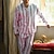 billiga Pyjamas-Herr Vardagsklädsel Sovkläder Pyjamas set Pyjamastopp och byxa 2 delar Rand Stylish Ledigt Komfort Hem Dagligen Bomullsblandning Komfort Kavajslag Långärmad Skjorta Byxa Snörning Elastisk midja