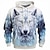 abordables Men&#039;s Hoodies-Mode homme loup 3D Bleu foncé  hoodie à motif animal pour printemps &amp; automne