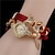 abordables Montres à Quartz-5 pièces/ensemble montre pour femme mignon nœud fleur quartz bracelet montre élégant strass analogique montre-bracelet &amp; ensemble de bijoux cadeau pour maman