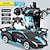 cheap RC Vehicles-Remote Control Car - Transform , One Button Deformation to Robot with Flashing Light, 2.4Ghz 1:18 Scale Transforming Police Boys Kids Toys Gift with 360 Degree Rotating Drifting