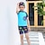 preiswerte Badebekleidung-kinderkleidung Jungen Badeanzug Karikatur Kurzarm Rundhalsausschnitt Outdoor Cool Weißer Dinosaurier Sommer Kleidung 3-7 Jahre