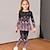 cheap Girl&#039;s 3D Sets-Girls&#039; 3D Floral T-shirt &amp; legging Ruffle Dress Set Long Sleeve 3D Print Fall Winter Active Fashion Daily Polyester Kids 3-12 Years Outdoor Date Vacation Regular Fit