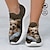 ieftine Pantofi cu imprimare grafică-Pentru femei Adidași Slip-On-uri Pantofi de imprimare Mărime Plus Size Pantofi Flyknit În aer liber Zilnic Câțel #D Vară Iarnă Toc Drept Vârf rotund Vârf Închis Modă Casual Tăiați volantul Loafer Maro