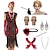 cheap Historical &amp; Vintage Costumes-Set with Flapper Dress Finger Wave Wig Headband Gloves Necklace Earrings Cigarette Holder Wig Caps Women&#039;s Roaring 20s 1920s Cocktail Masquerade Outfits Gatsby Christmas Attire Party Dress