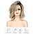 cheap Synthetic Trendy Wigs-14 inch Short Curly Wavy Bob Wigs for Women Dirty Blonde Wavy Wigs with Side Bangs Synthetic Hair Wig