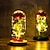 abordables Lampes décoratives, gadgets-Lumière LED rose éternelle : ajoutez une lueur romantique à votre maison avec une lampe de table en forme de fleur en aluminium – parfaite pour la décoration de la chambre, les cadeaux de mariage, le