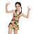 baratos Roupa de natação-Maiô infantil para meninas, traje de banho gráfico ativo para treinamento, 7 a 13 anos, malha de folhas de verão