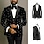 tanie Męskie klasyczne marynarki-Męskie Kurtka Marynarka Impreza / Wieczór Bar Zatrzymujący ciepło Kieszeń Wiosna Jesień Kropki Moda miejska Elegancki Wieczorne Regularny Regularny Czarny Kurtki