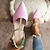 billige Flade sko til kvinder-Dame Sandaler Fladsko Mary Jane Plus størrelse Bløde sko udendørs Daglig Farveblok Blokhæl Spidstå Elegant Afslappet Gang PU T-strop Lys pink
