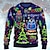 cheap Men&#039;s Ugly Sweaters-Snowman Lights Casual Men&#039;s Print Knitting Ugly Christmas Sweater Pullover Sweater Jumper Knitwear Outdoor Daily Vacation Long Sleeve Crewneck Sweaters Lake blue Forest Green Dark Red Fall Winter S M