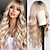 cheap Synthetic Trendy Wigs-Ombre Blonde Wigs with Bangs Long Curly Wig for Women Blonde Long Wavy Wig Synthetic Hair Wig for Party Cosplay Daily Use 24IN