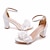 cheap Wedding Shoes-Wedding Shoes for Bride Bridesmaid Women Peep Toe White PU Sandals With Lace Flower Block Heel Wedding Party Valentine&#039;s Day Elegant Classic Ankle Strap